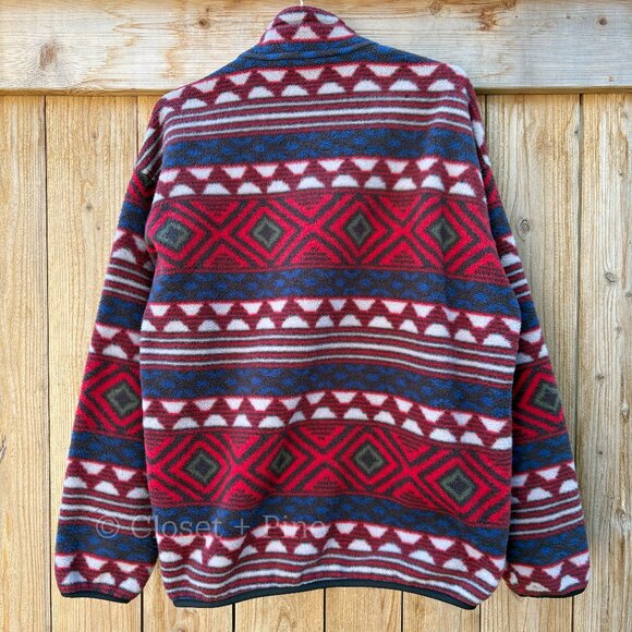 Patagonia‎ Vintage Saltillo Burnt Chili Synchilla Snap-T Fleece Size Large 90s - Picture 5 of 15